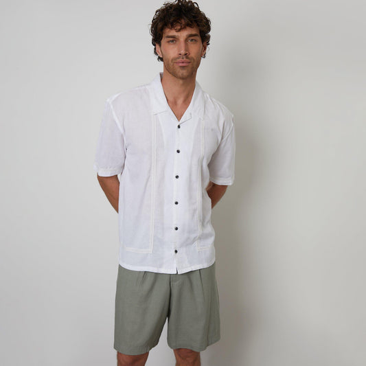 Threadbare Linen Blend Lace Trim Relaxed Fit Shirt