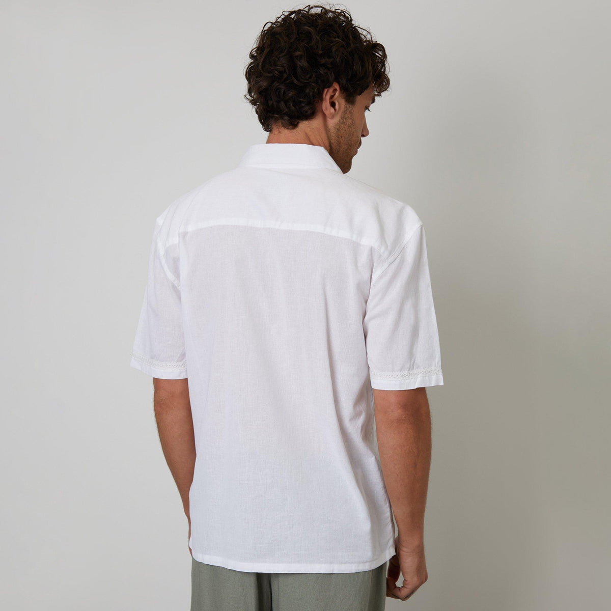 Threadbare Linen Blend Lace Trim Relaxed Fit Shirt
