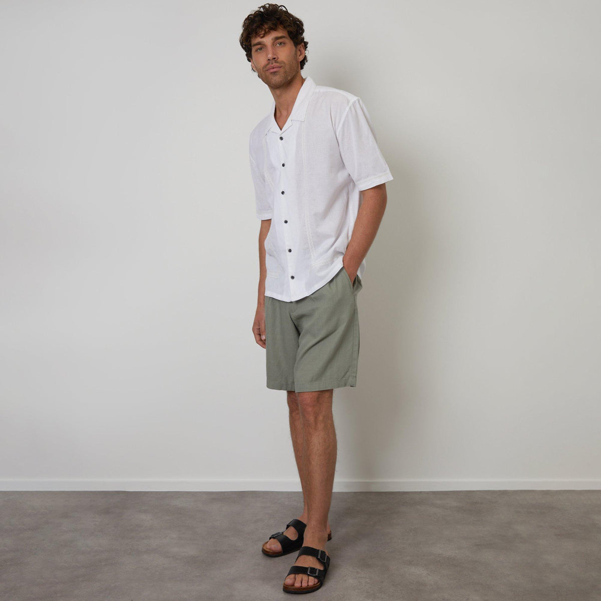 Threadbare Linen Blend Lace Trim Relaxed Fit Shirt