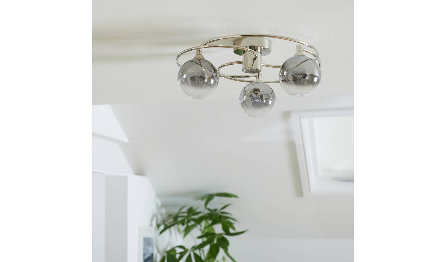 Argos Home Ombre Glass 3 Light Flush Ceiling Light - Nickel