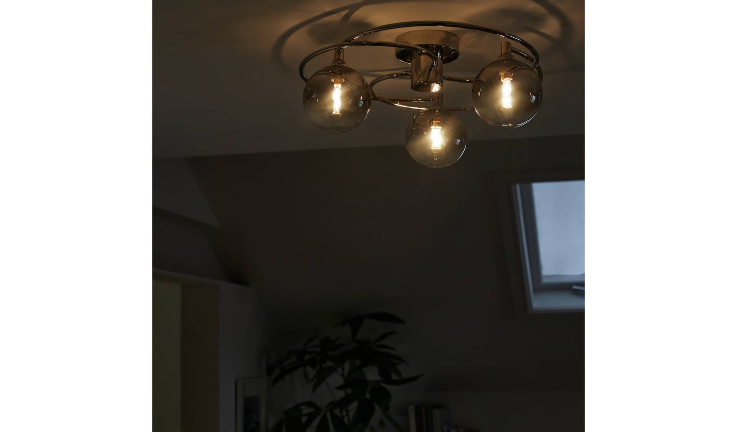 Argos Home Ombre Glass 3 Light Flush Ceiling Light - Nickel
