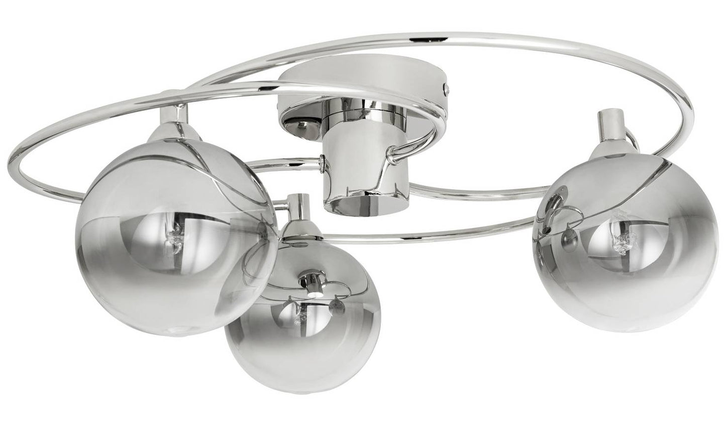 Argos Home Ombre Glass 3 Light Flush Ceiling Light - Nickel