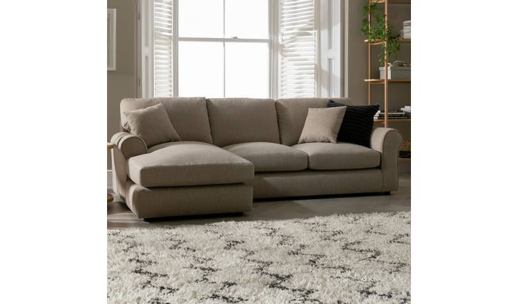 Argos Home Lisbon Fabric Left Hand Corner Chaise Sofa- Stone
