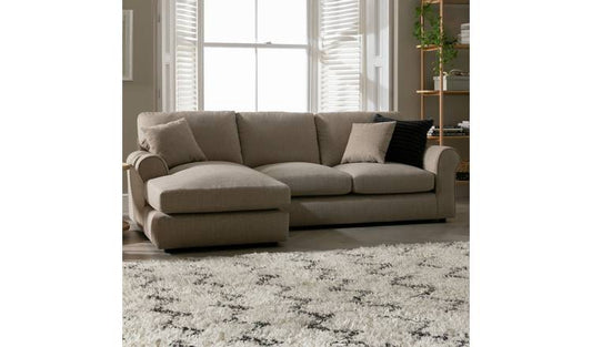Argos Home Lisbon Fabric Left Hand Corner Chaise Sofa- Stone