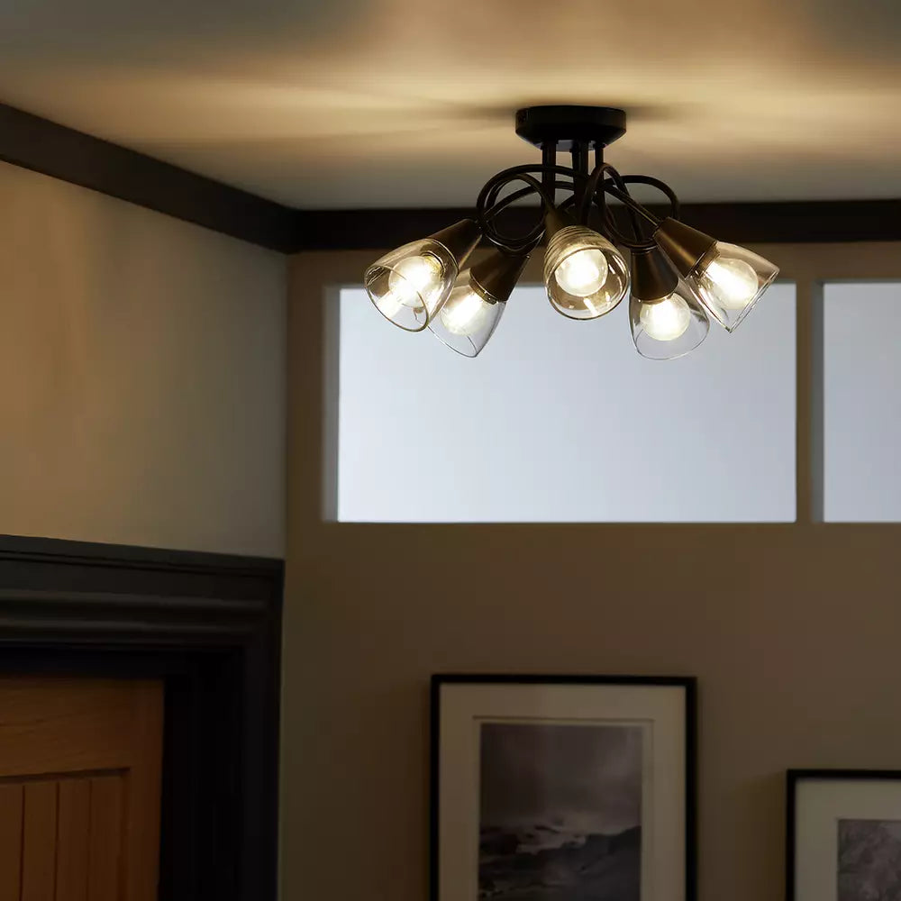 Argos Home Curico Metal 5 Light Flush Ceiling Light- Black