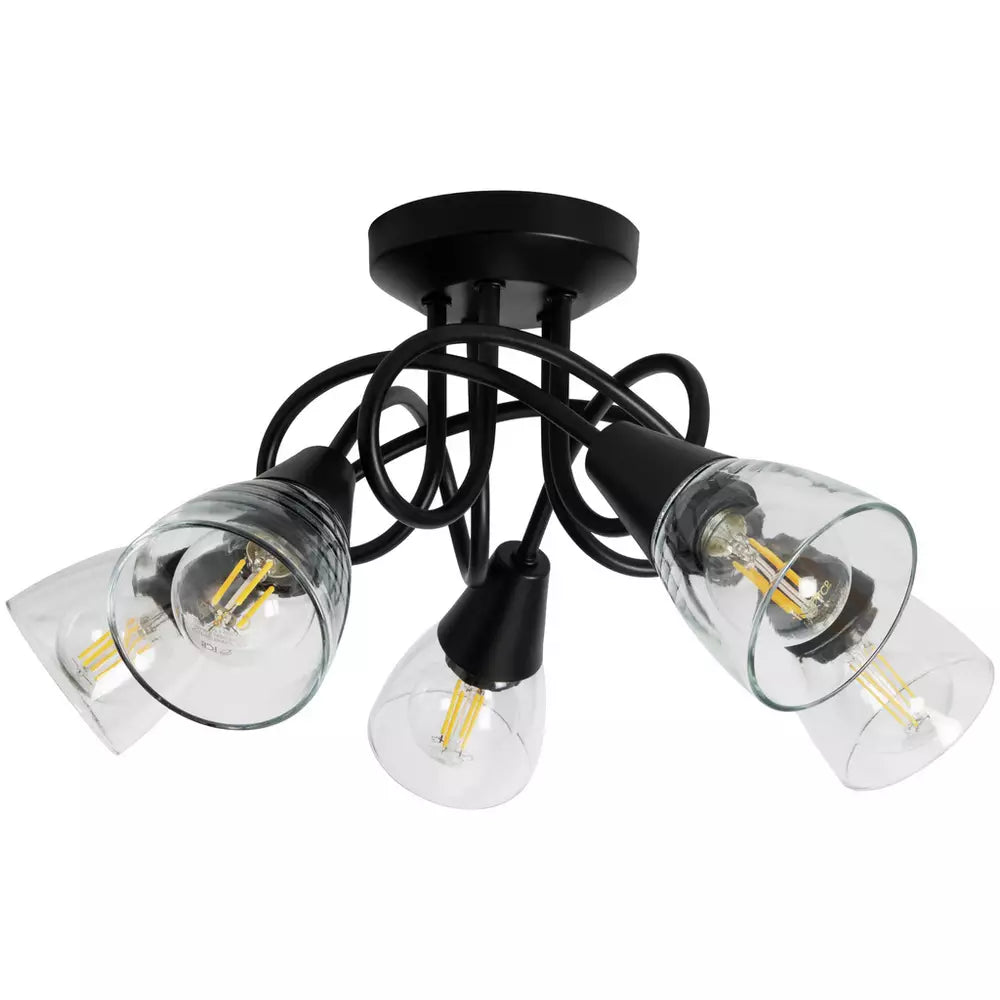 Argos Home Curico Metal 5 Light Flush Ceiling Light- Black