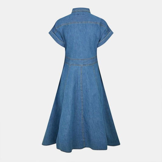 Buckle-Trim Denim Shirt Dress