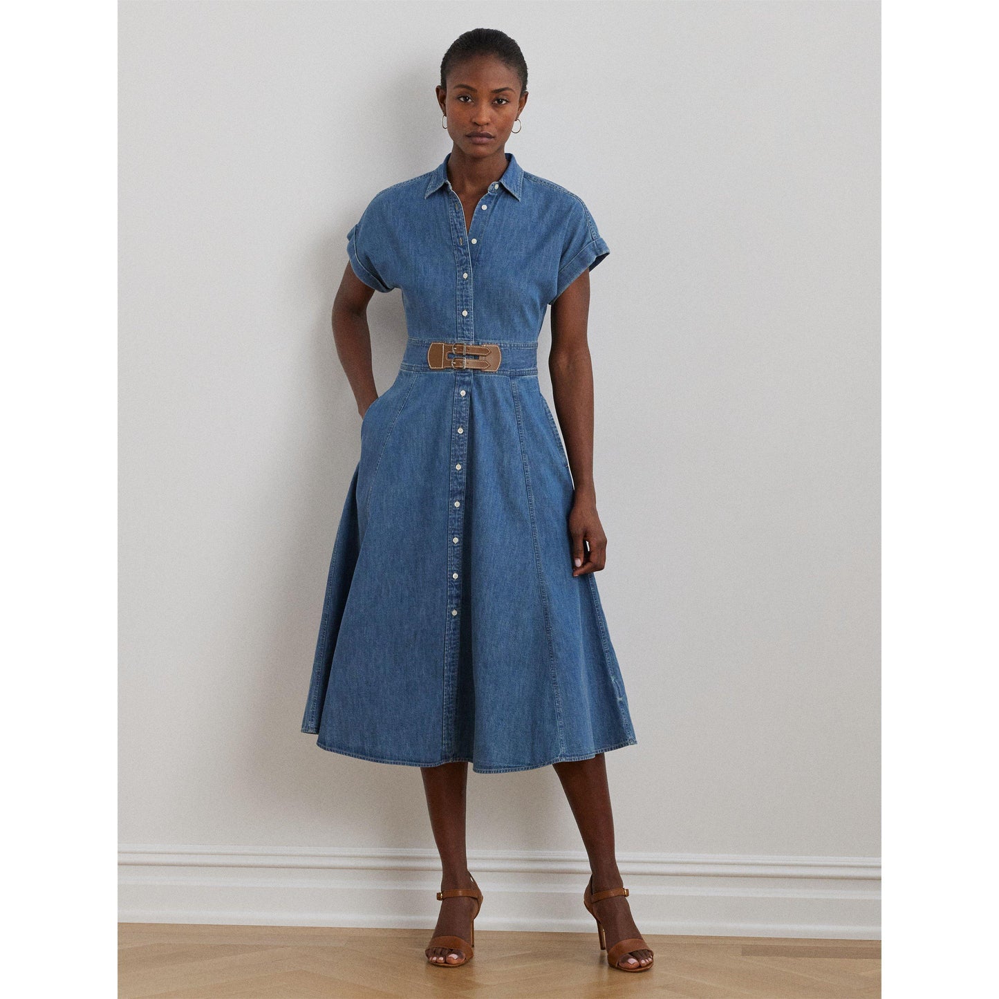 Lauren by Ralph Lauren Buckle-Trim Denim Shirt Dress