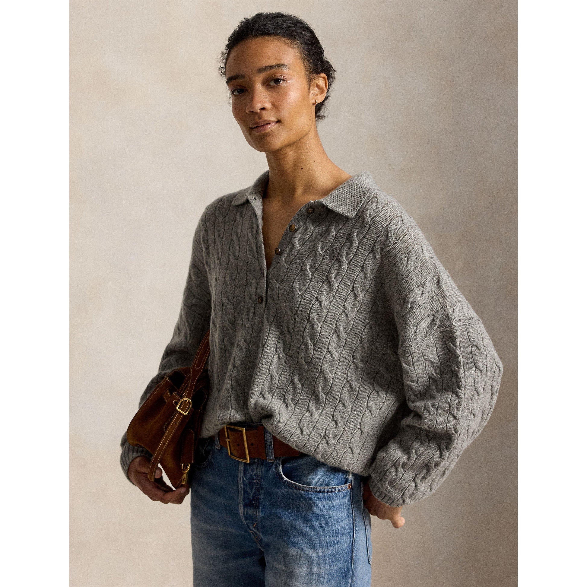 Polo Ralph Lauren Women's Sweater Polo Knitted Long Sleeve Shirt