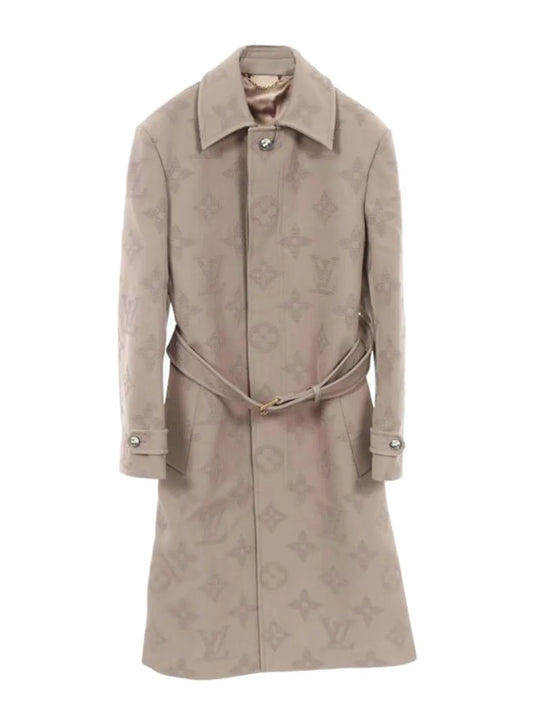 Louis Vuitton Pre-Owned Monogram Embroidery Belted Raincoat