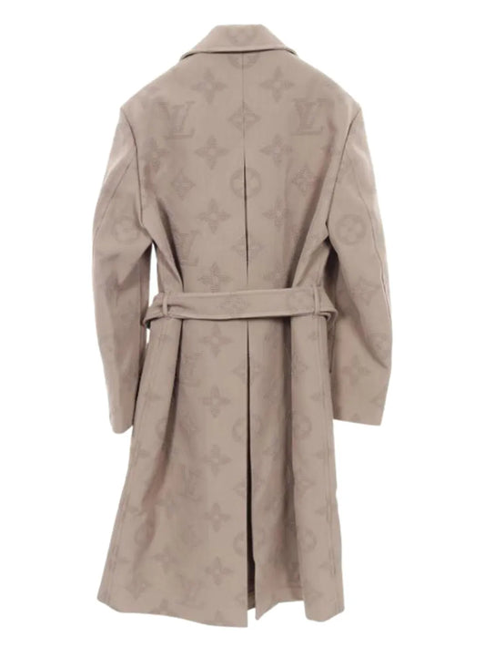 Louis Vuitton Pre-Owned Monogram Embroidery Belted Raincoat