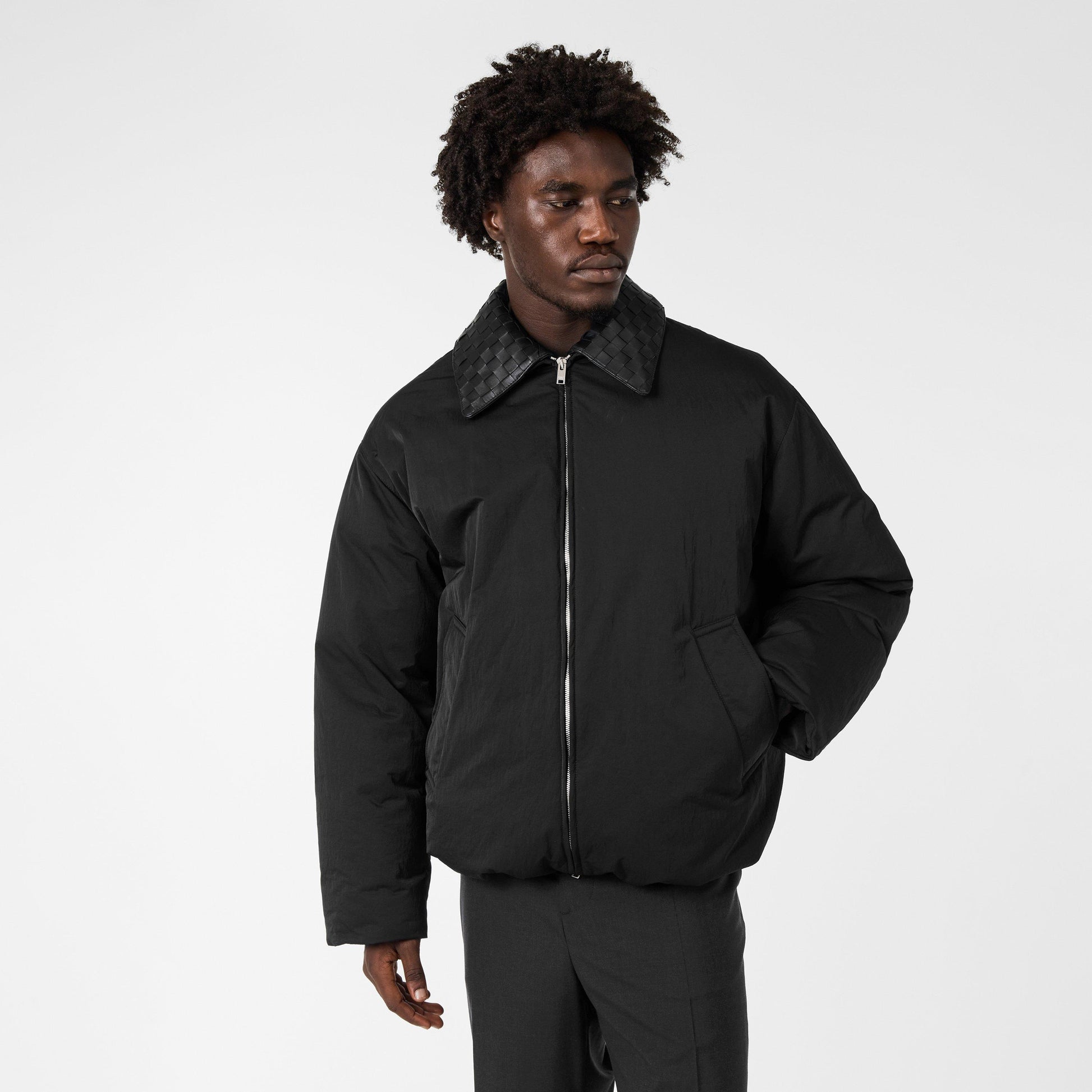 Bottega Veneta Men's Tech Hip Length Long Sleeve Medium Puffer Jacket