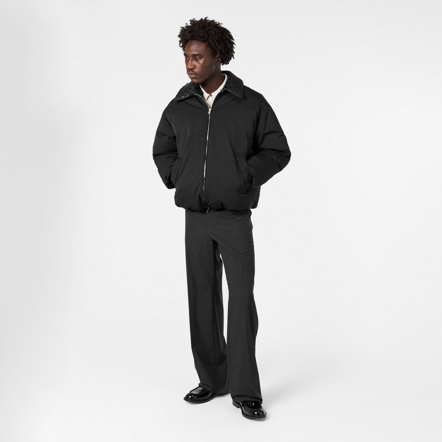 Bottega Veneta Men's Tech Hip Length Long Sleeve Medium Puffer Jacket