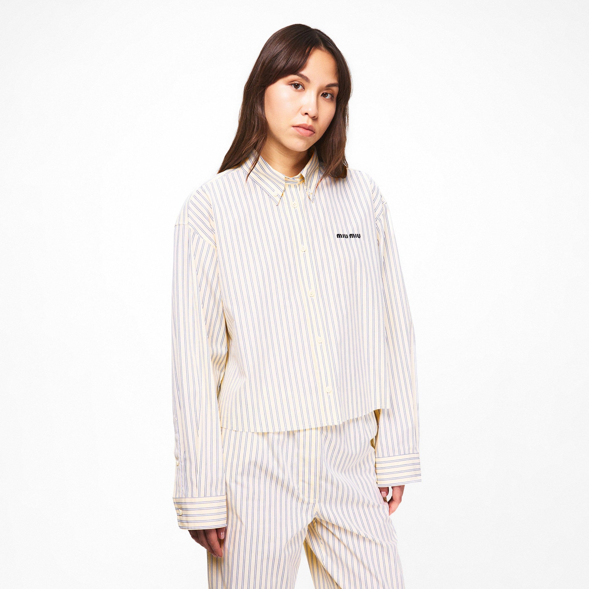 Miu Miu Womens Striped Poplin Shirt