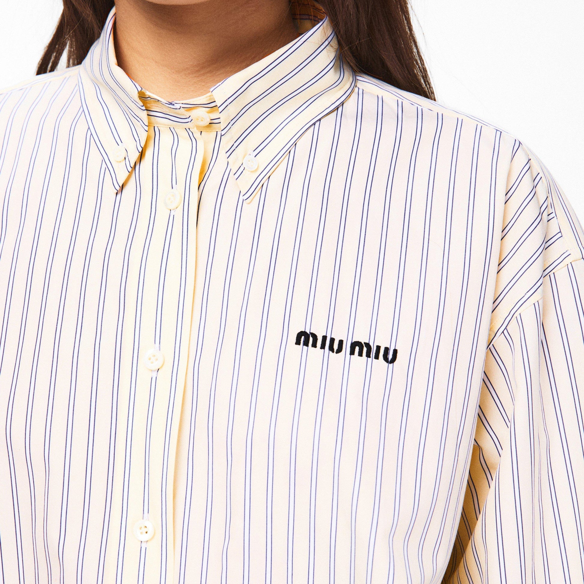 Miu Miu Womens Striped Poplin Shirt
