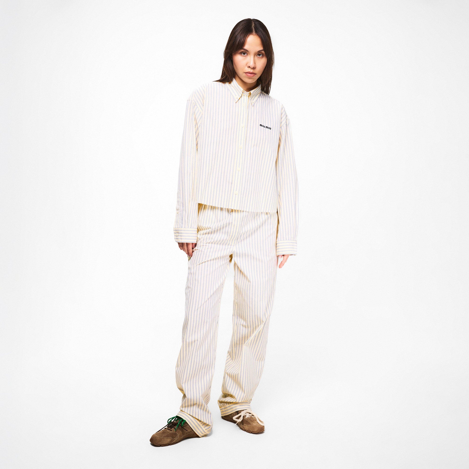 Miu Miu Womens Striped Poplin Shirt