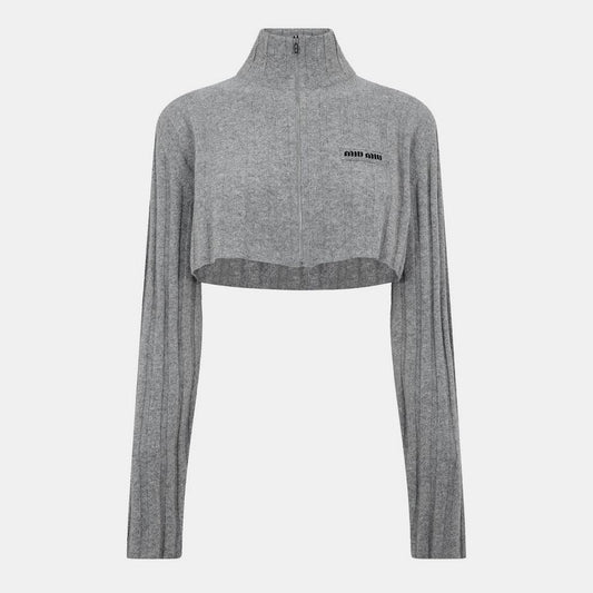 Miu Miu Women's Quarter Zip Cropped Sweatshirt