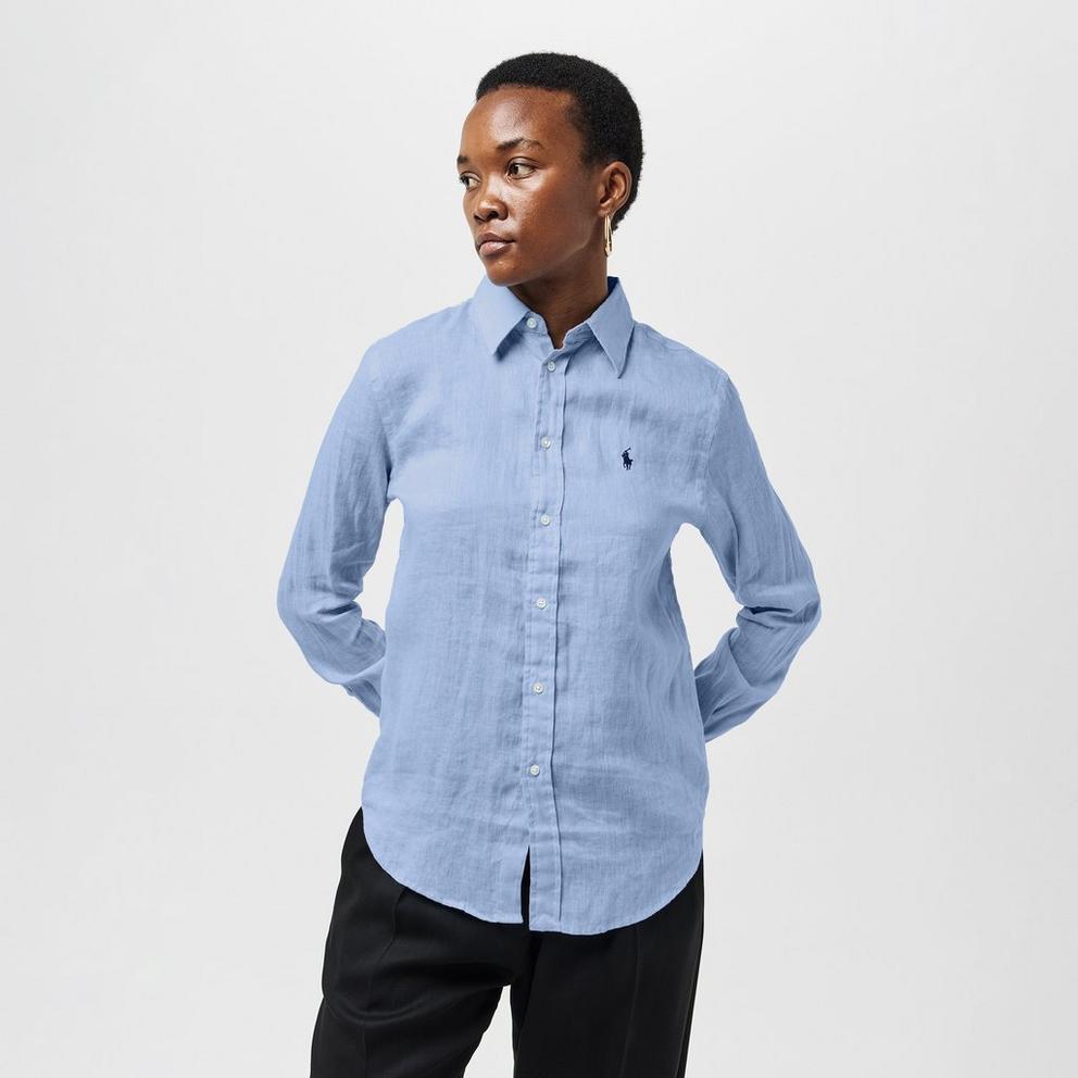 Women's Linen Long-Sleeve Plain Shirt