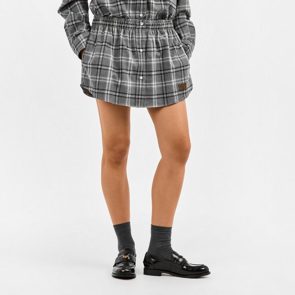 Miu Miu Women's Flannel Mini Skirt