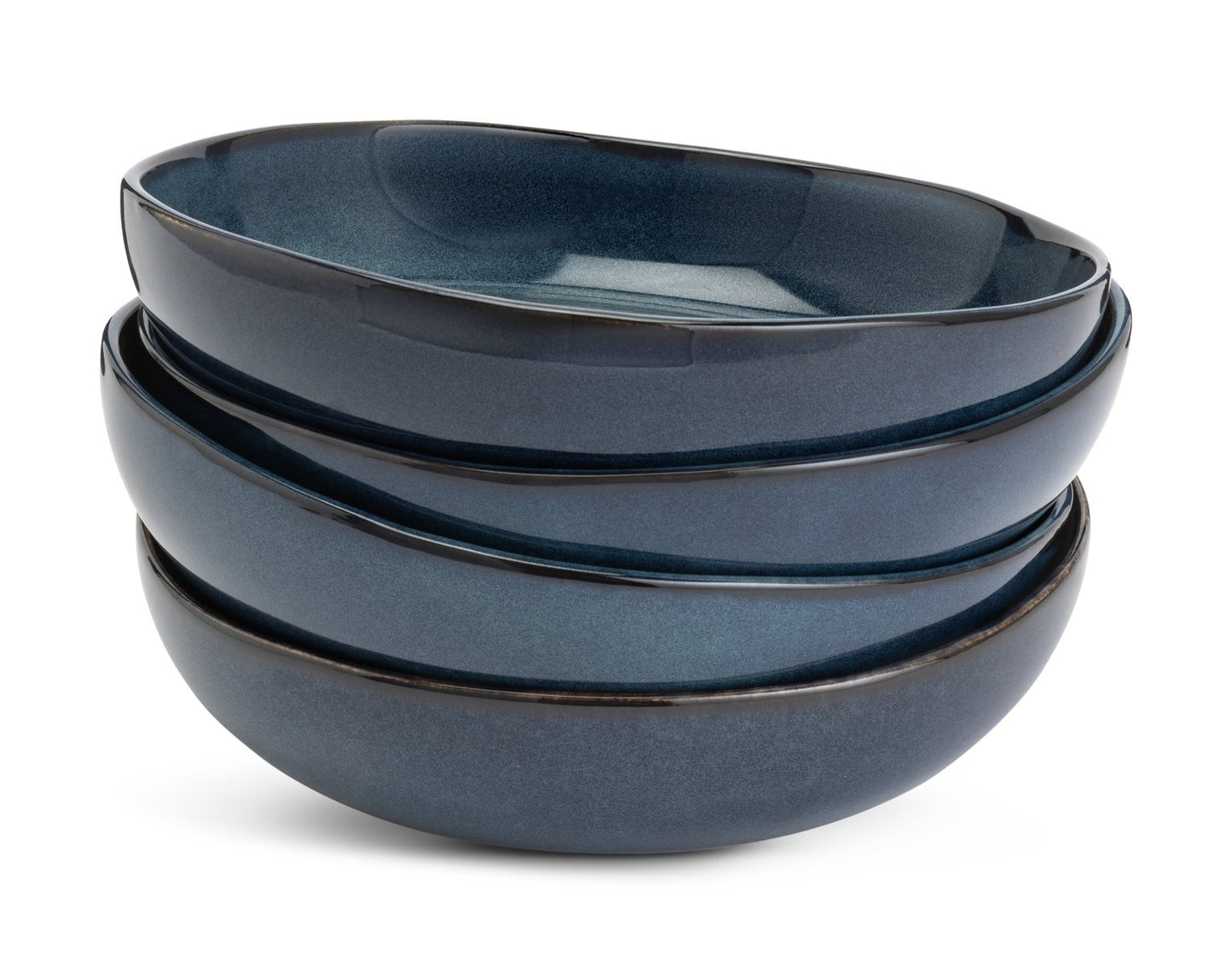 Habitat 4 Piece Reactive Stoneware Pasta Bowls - Navy