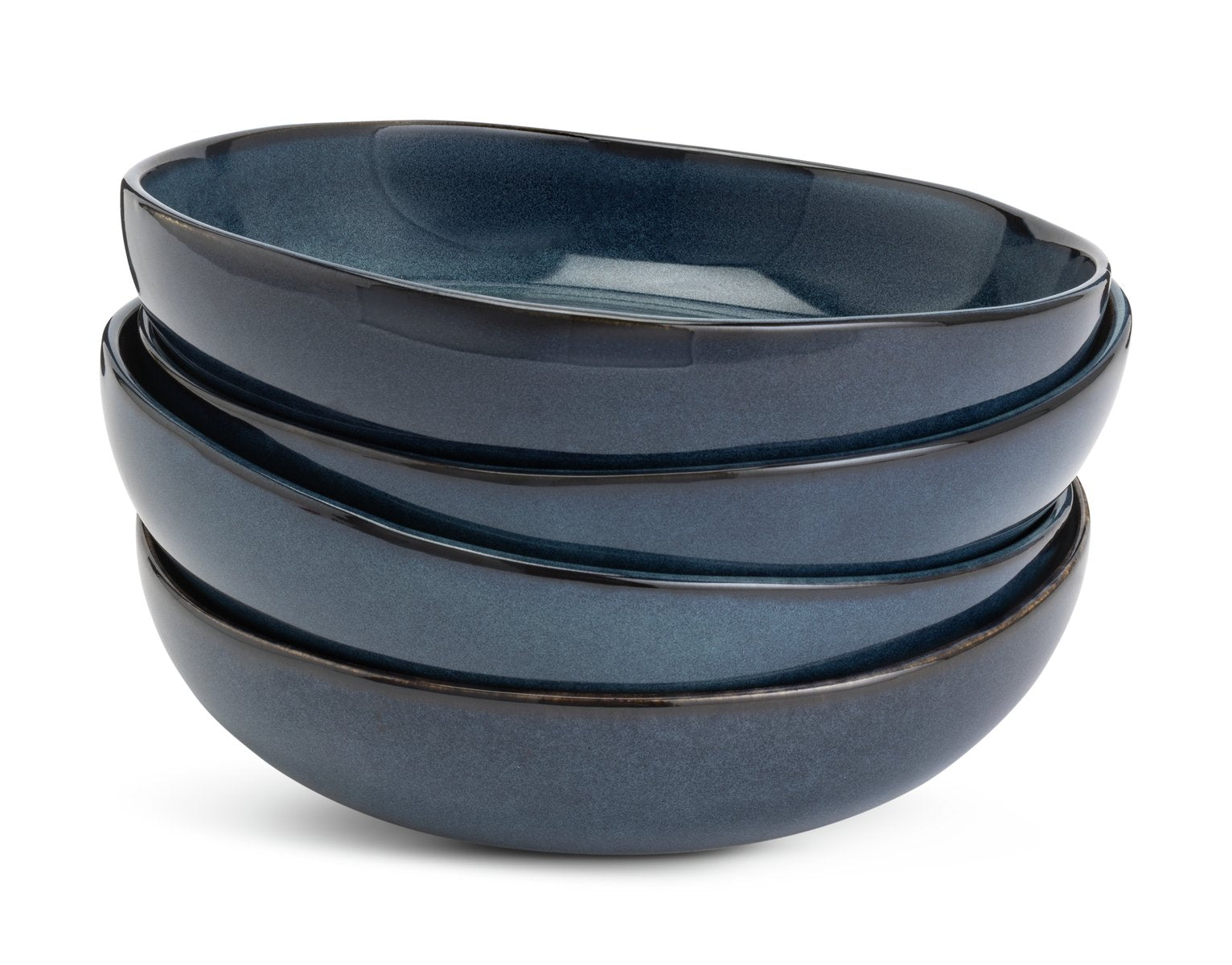 Habitat 4 Piece Reactive Stoneware Pasta Bowls - Navy