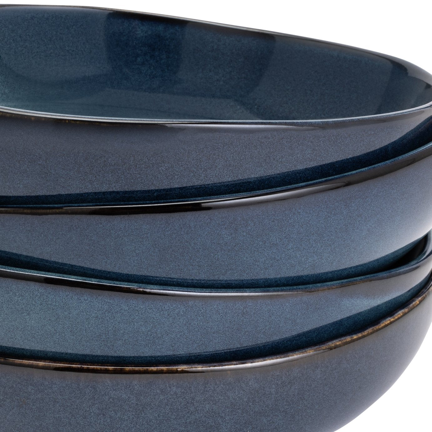 Habitat 4 Piece Reactive Stoneware Pasta Bowls - Navy