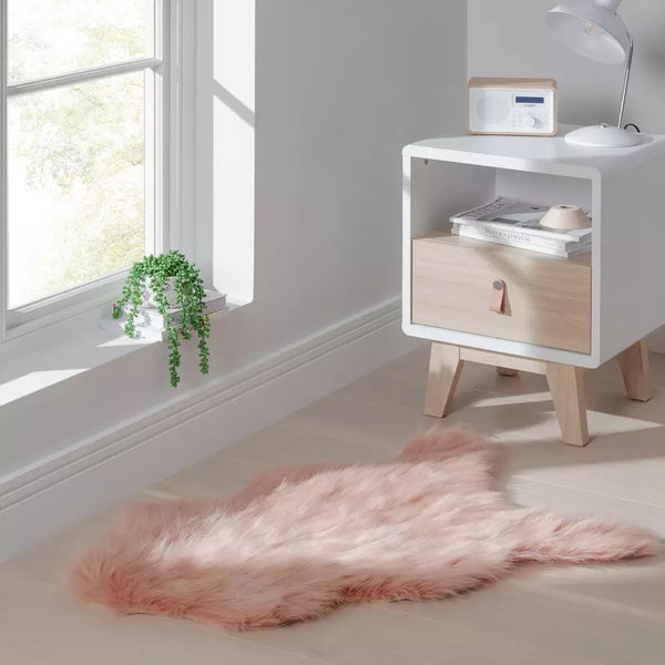 Habitat Sheepskin Faux Fur Blush Shaggy Rug - 60x90cm