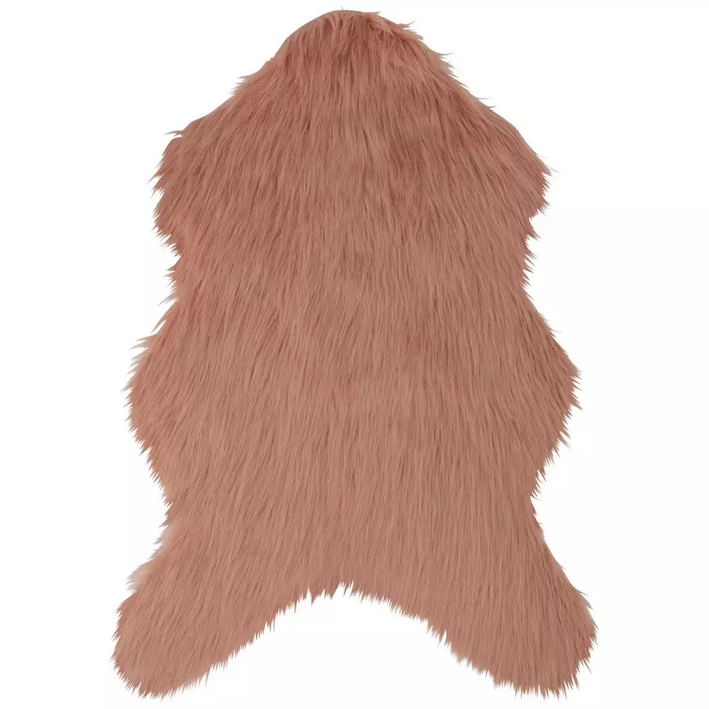 Habitat Sheepskin Faux Fur Blush Shaggy Rug - 60x90cm