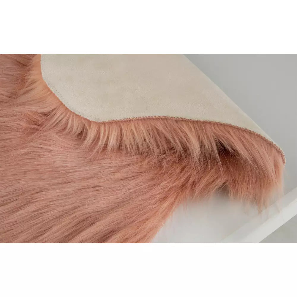 Habitat Sheepskin Faux Fur Blush Shaggy Rug - 60x90cm