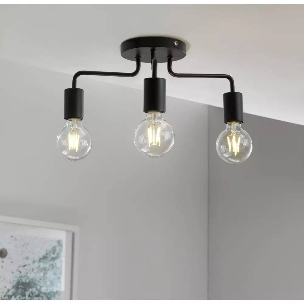 Argos Home Rayner 3 Light Flush Ceiling Light - Black