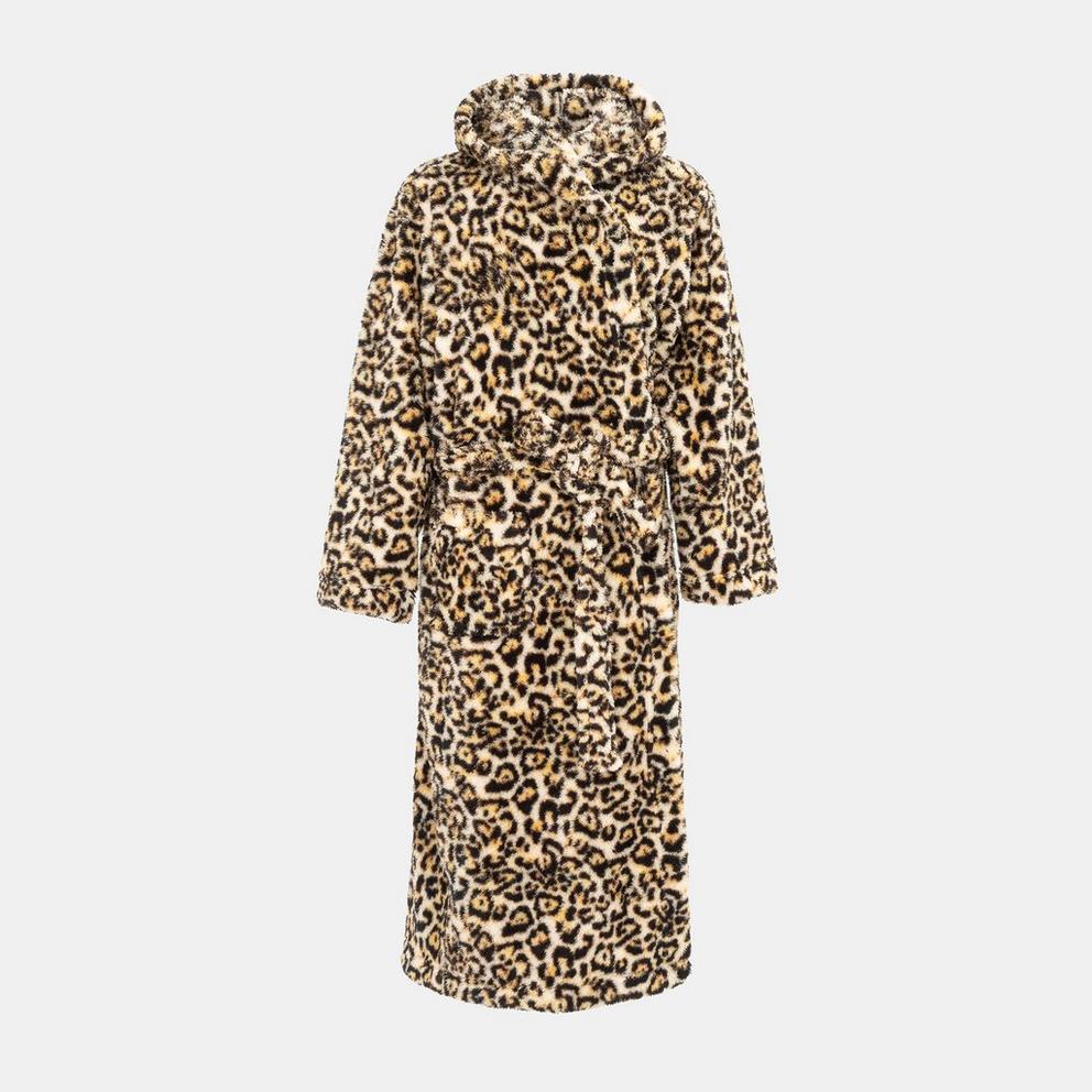Fleece Robe Leopard Pattern Women