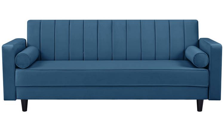 Argos Home Preston Velvet 3 Seater Clic Clac Sofa Bed - Navy
