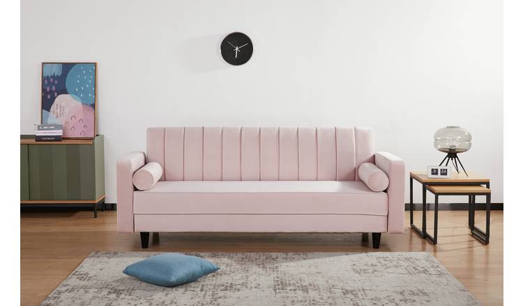 Argos Home Preston Velvet 3 Seater Clic Clac Sofa Bed - Navy