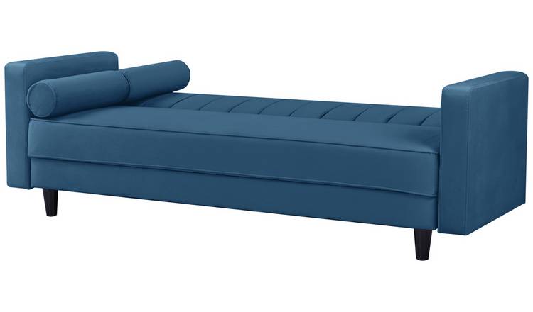 Argos Home Preston Velvet 3 Seater Clic Clac Sofa Bed - Navy