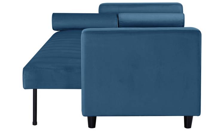 Argos Home Preston Velvet 3 Seater Clic Clac Sofa Bed - Navy