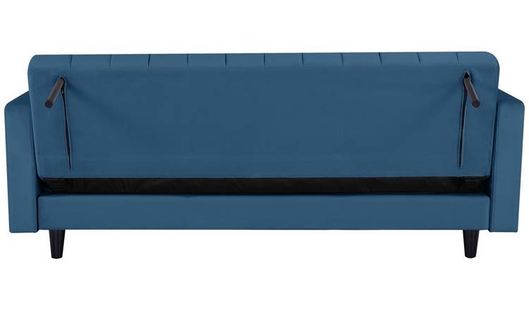 Argos Home Preston Velvet 3 Seater Clic Clac Sofa Bed - Navy