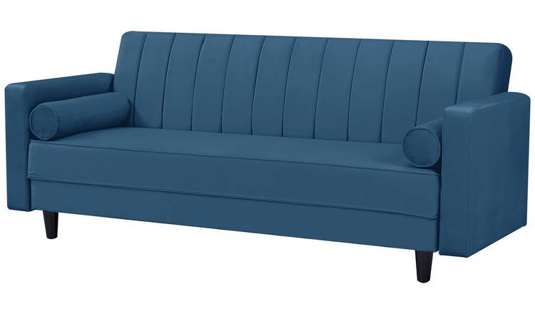 Argos Home Preston Velvet 3 Seater Clic Clac Sofa Bed - Navy