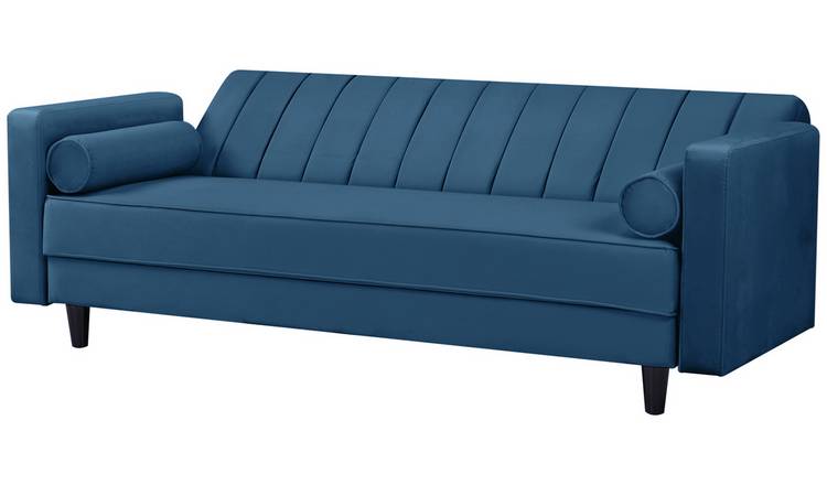 Argos Home Preston Velvet 3 Seater Clic Clac Sofa Bed - Navy