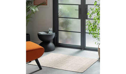Argos Home Geometric Ivory Cotton Flatweave Rug - 80x110cm