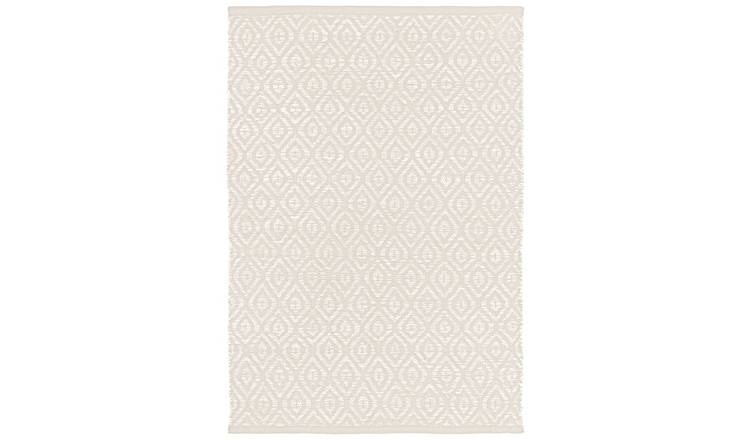 Argos Home Geometric Ivory Cotton Flatweave Rug - 80x110cm