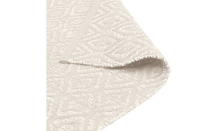 Argos Home Geometric Ivory Cotton Flatweave Rug - 80x110cm