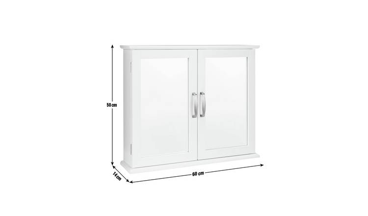 Argos Home Tongue & Groove 2 Door Mirrored Cabinet - White