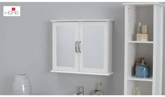 Argos Home Tongue & Groove 2 Door Mirrored Cabinet - White