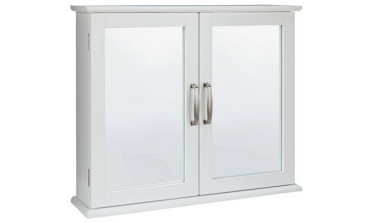 Argos Home Tongue & Groove 2 Door Mirrored Cabinet - White