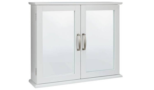 Argos Home Tongue & Groove 2 Door Mirrored Cabinet - White