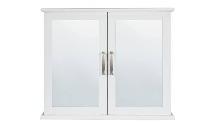 Argos Home Tongue & Groove 2 Door Mirrored Cabinet - White