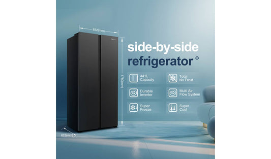 Fridgemaster MS83430EB American Fridge Freezer - Black