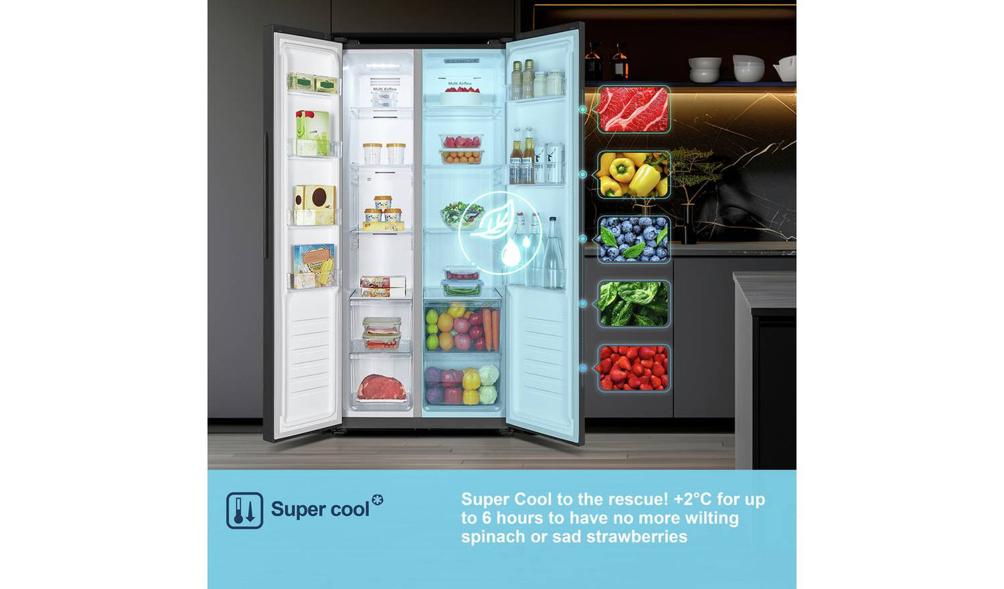 Fridgemaster MS83430EB American Fridge Freezer - Black