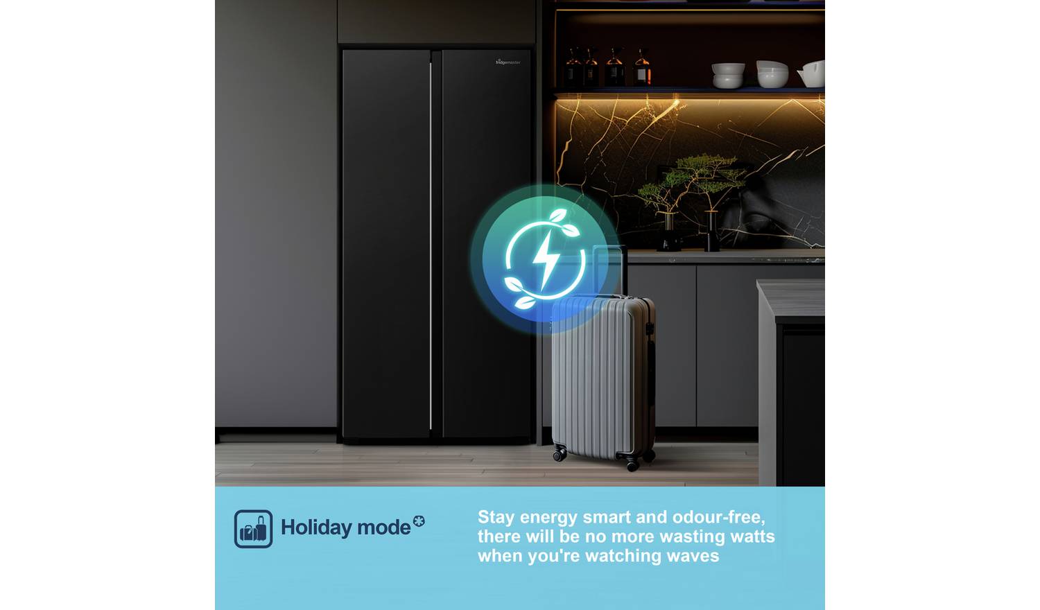 Fridgemaster MS83430EB American Fridge Freezer - Black