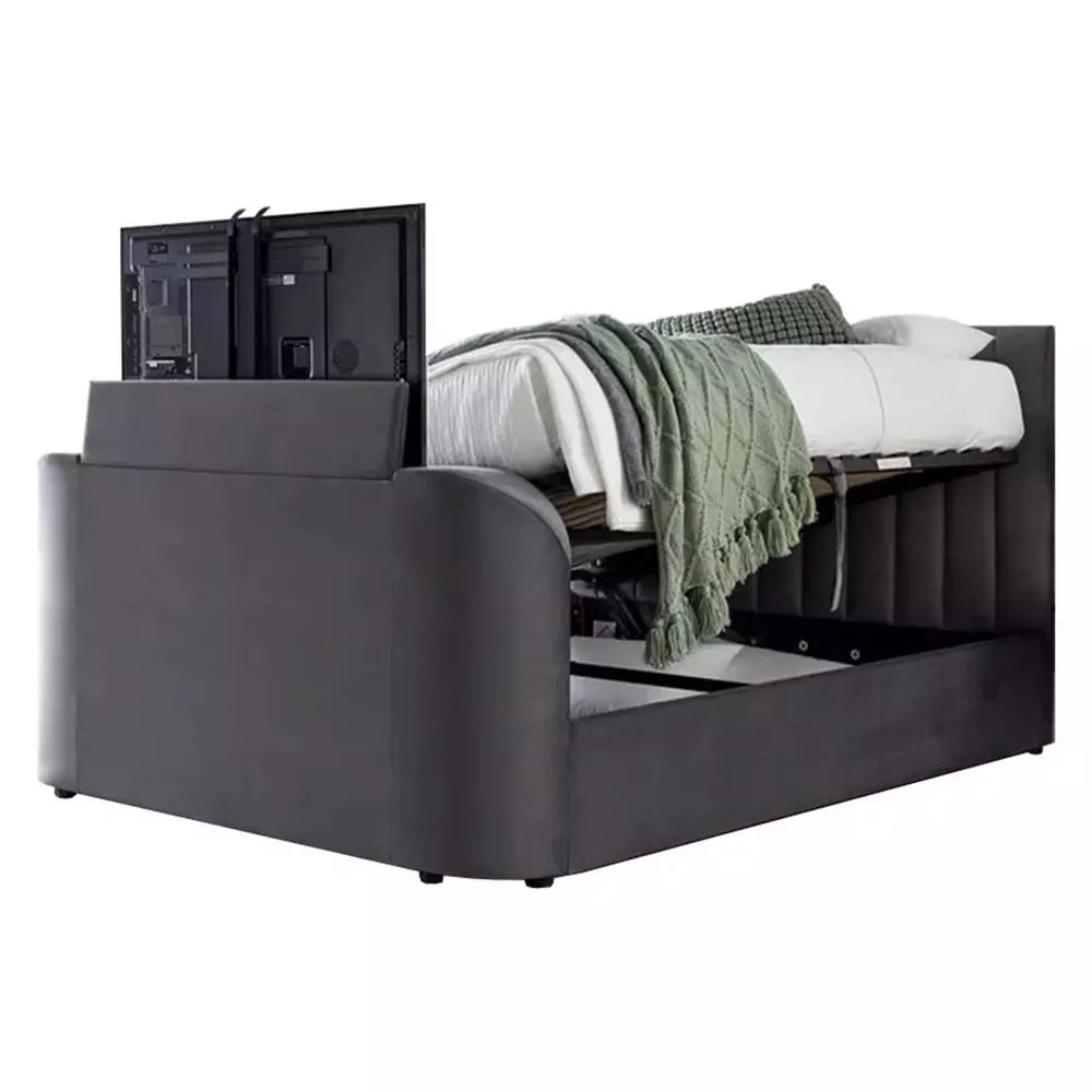 Smart TV Bed Sheldon Kingsize Ottoman TV Bed Frame - Grey
